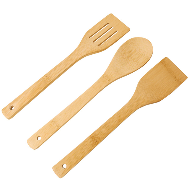 Bamboo Eco-Friendly Customizable BAMSEN Cooking Utensils Spatula and Spoon 30x6cm for Home and Restaurant Use