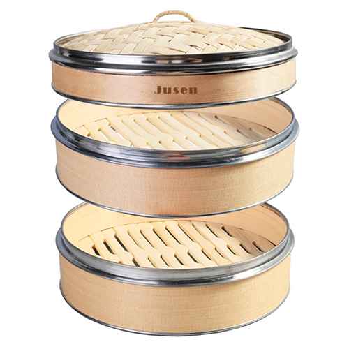 Wood Steamer with Stainless Steel Rings