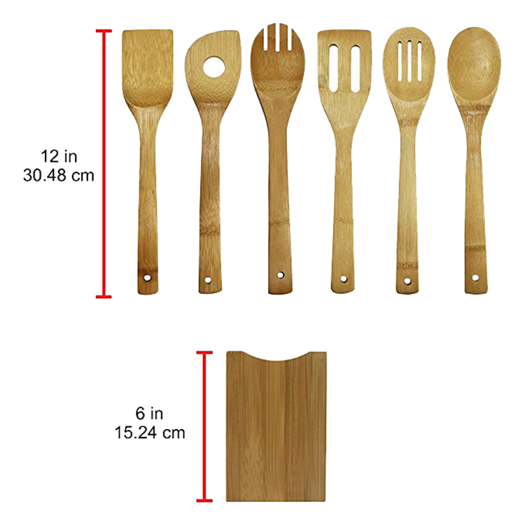 Kitchen Utensil Set Essential Tools for Cooking and Baking Bamboo Spatula Set