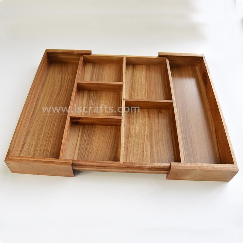 Acacia Wooden Extensible/Expandable Cutlery Tray
