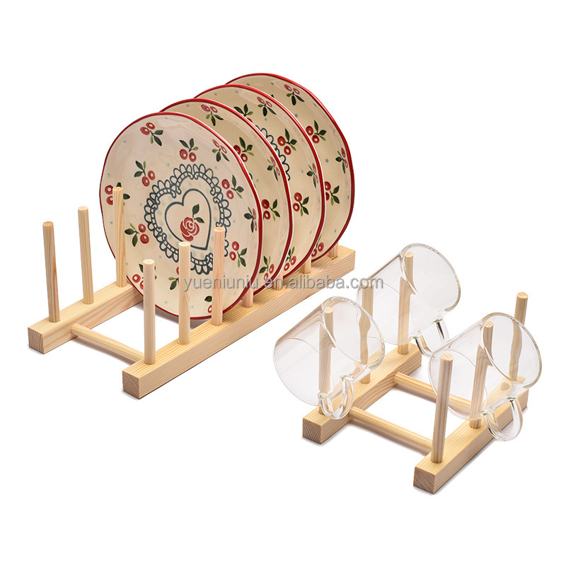 Multi Practical Wooden Record Holder Organizer Rack Bamboo Dish Drainer Drying Rack for Kitchen