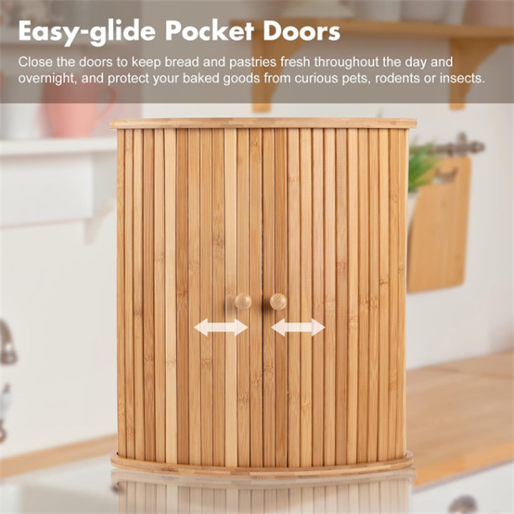 Hot Sale Modern Rectangle Bamboo Multifunctional Eco-Friendly Large Capacity Bread Box for Kitchen Countertop Storage