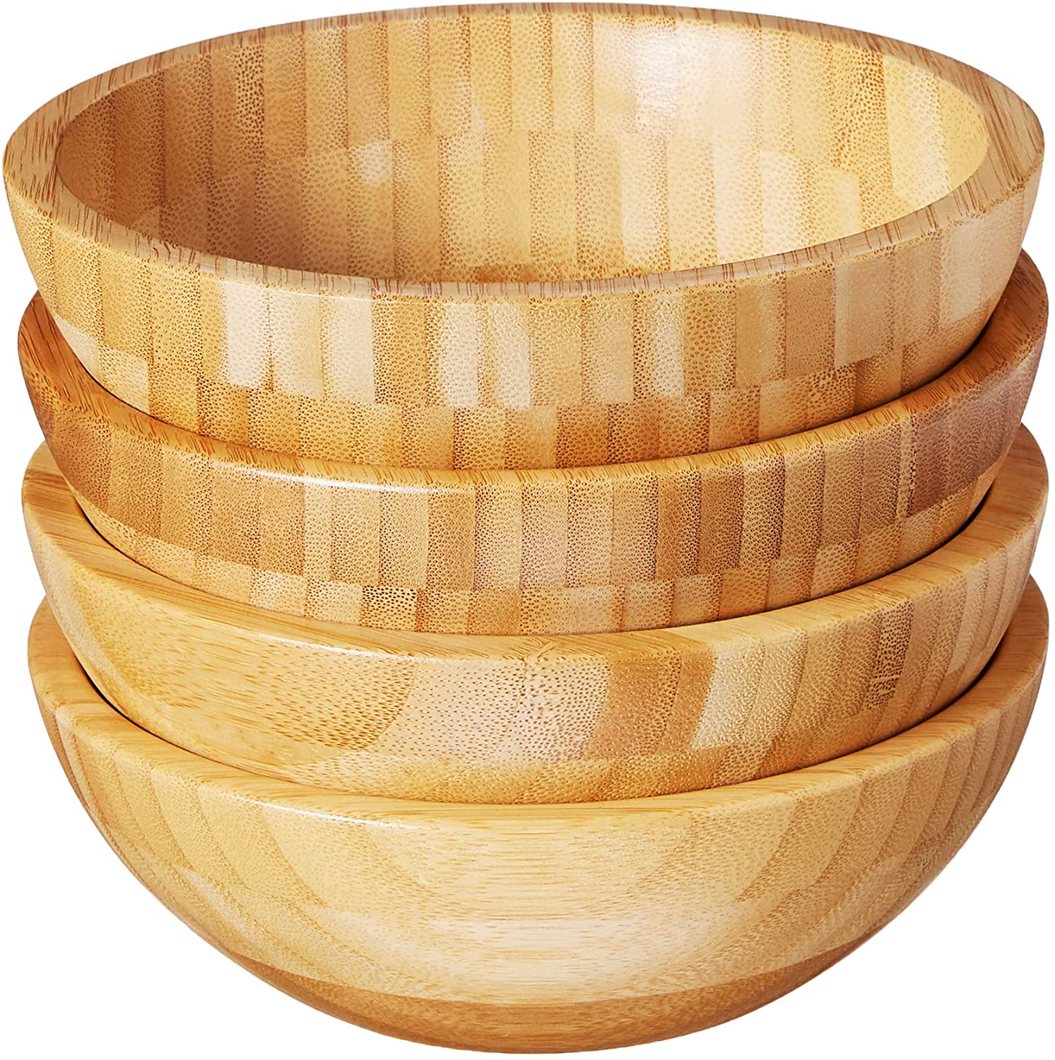 Large Handmade 100% Natural Round Salad Bamboo Wooden Bowl