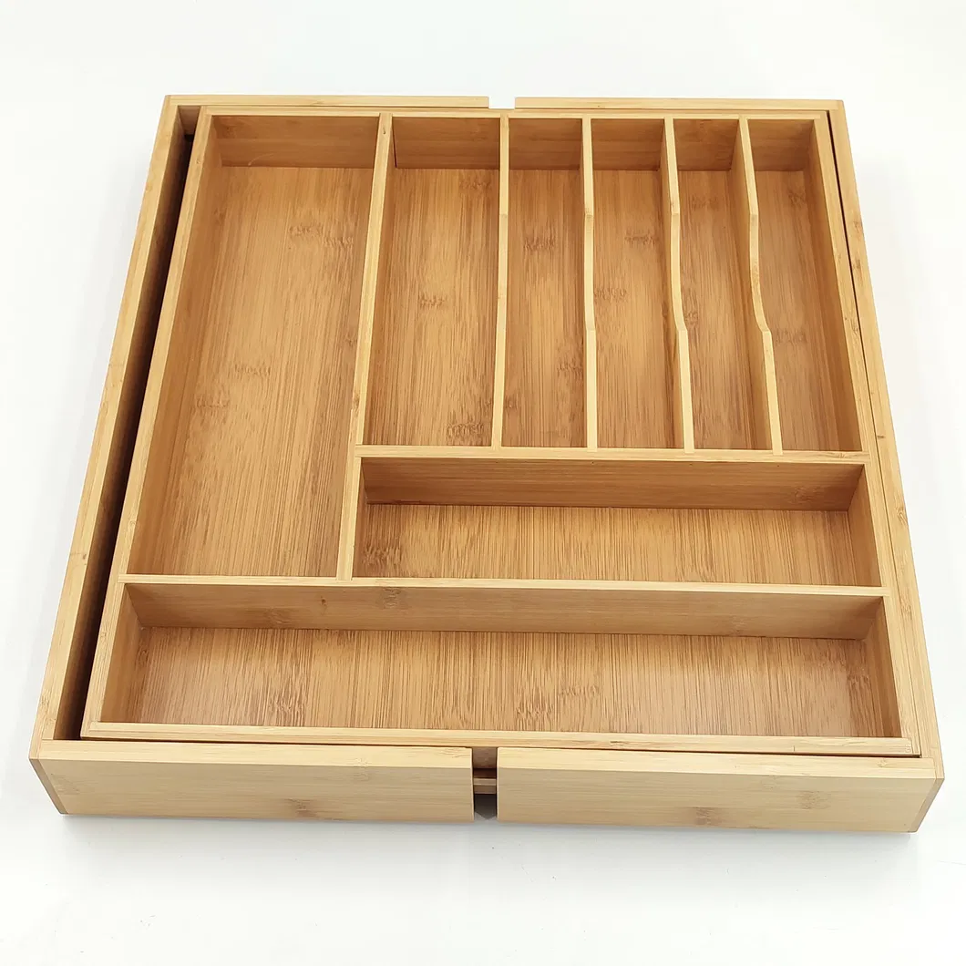 Kitchen Expandable Utensil Drawer Organizer Wooden Bamboo Cutlery Tray
