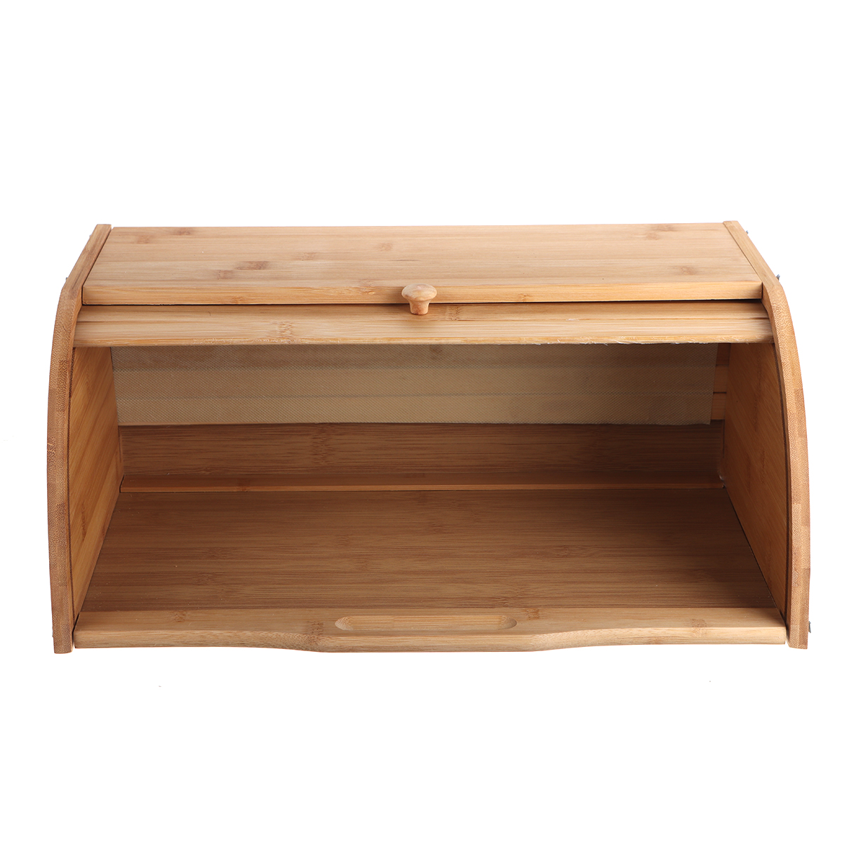 Natural Kitchen Food Storage Roll Top Countertop Bamboo Bread Bin Box with 1-3L Capacity American Style