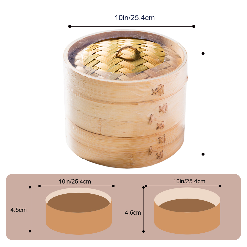 Hot Sale Mini Bamboo Steamer Natural Kitchen Bamboo 2-layer Dumpling Food Steamer 18cm Bamboo Rice Steamer