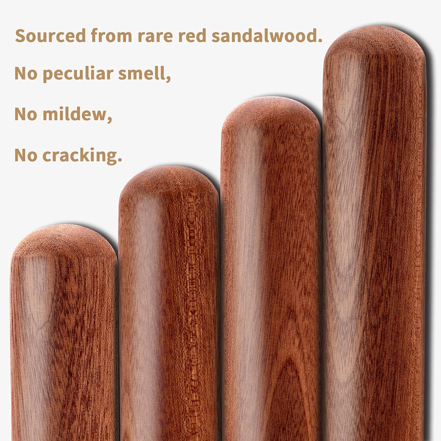 SINCERE 7.9 Inch Brown Bamboo Rolling Pin Extra Long Thick Classic Wooden Dough Roller Pastry Boards for Fondant Pie Pastry