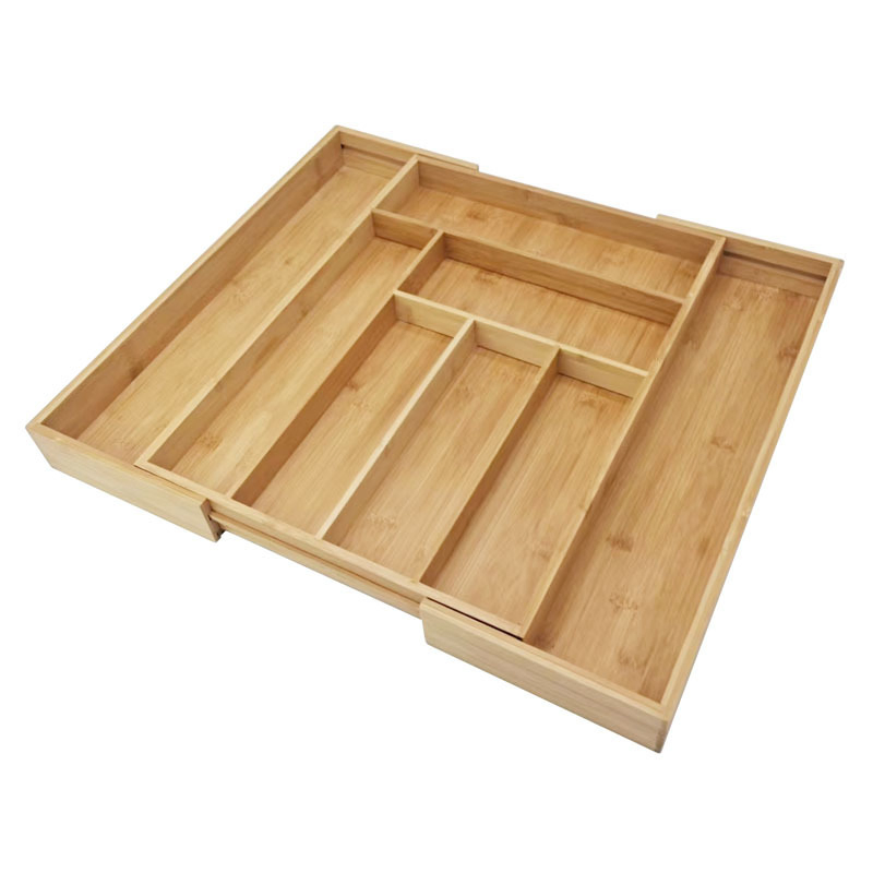 Expandable Cutlery Drawer Organizer Tray Adjustable Wooden Separate Storage for Kitchen