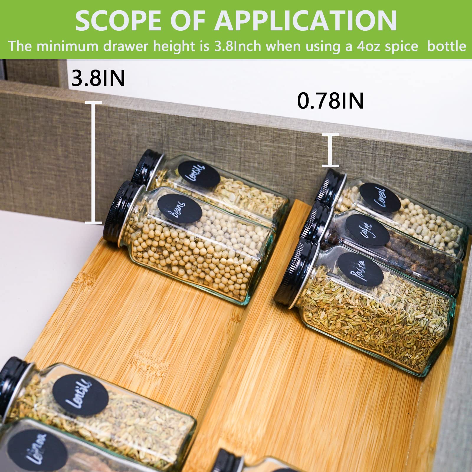 4 Layer Kitchen Seasoning Can Be Moved and Stored to Save Space Bamboo Spice Extend Rack