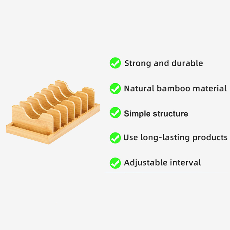 Kitchen Cabinet Countertop Bamboo Pot Lid Holder Organizer Pan Plate Kitchen Storage Rack Dish Rack with Drain