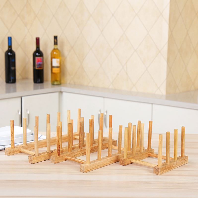 Hot Sale Bamboo Dish Drying Rack Kitchen Tools Dish Wooden Plate Rack
