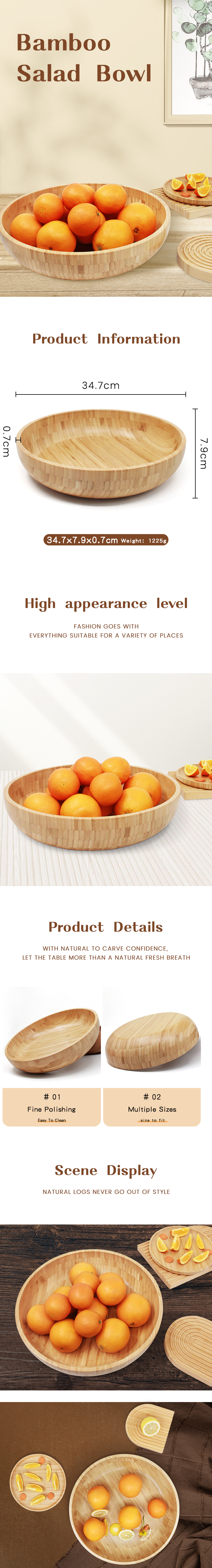 Wholesale 100% Natural Bamboo Salad Bowl
