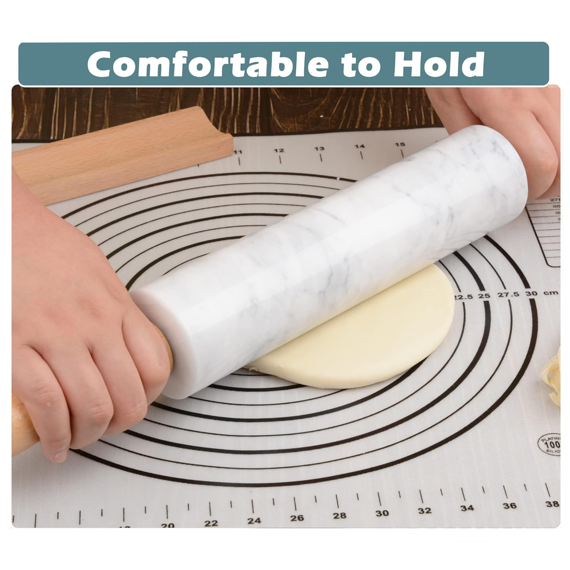 Eco-Friendly Bamboo Rolling Pin with Wooden Handle Dough Roller for Baking and Pastry Tools