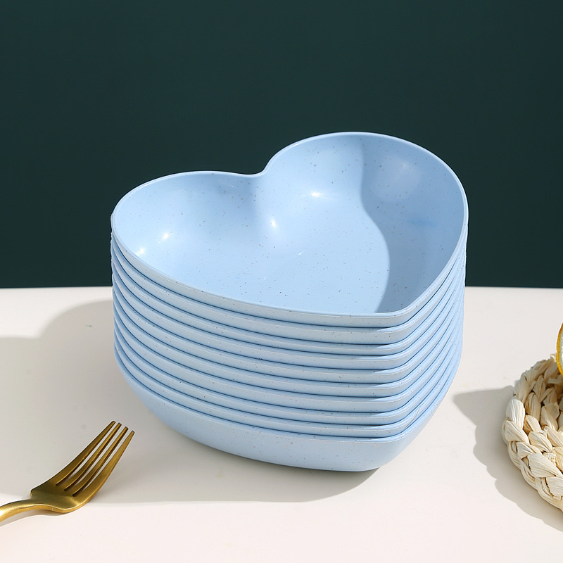 Customized 6-Inch Heart-Shaped Bamboo Fiber Salad Bowl Dishwasher Safe Cute Design for Valentine's Day Parties and Gifts