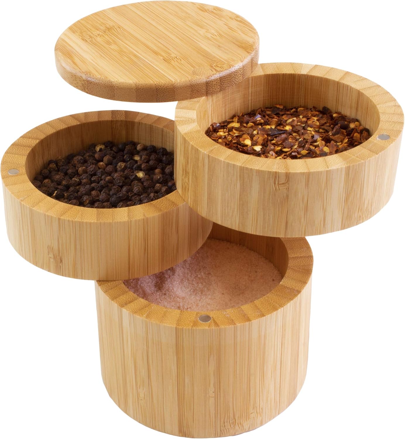 Wholesale Eco-Friendly Bamboo Custom Logo Reusable Wood Salt Cellar Box Jar With Lid for Kitchen