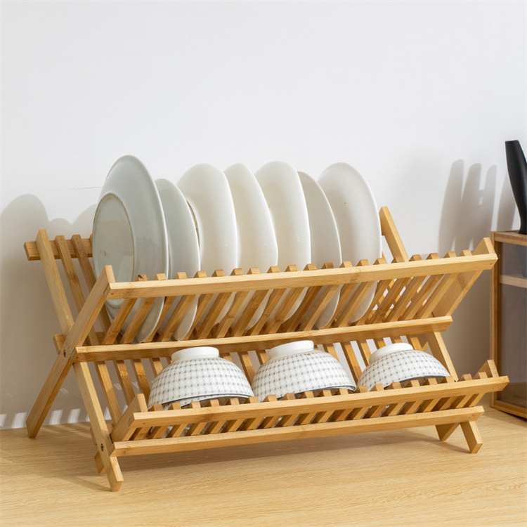 Drainer Folding Dish Drying Rack Easy Clean Durable Practical Plate Home Kitchen 2 Tier Gifts Retro