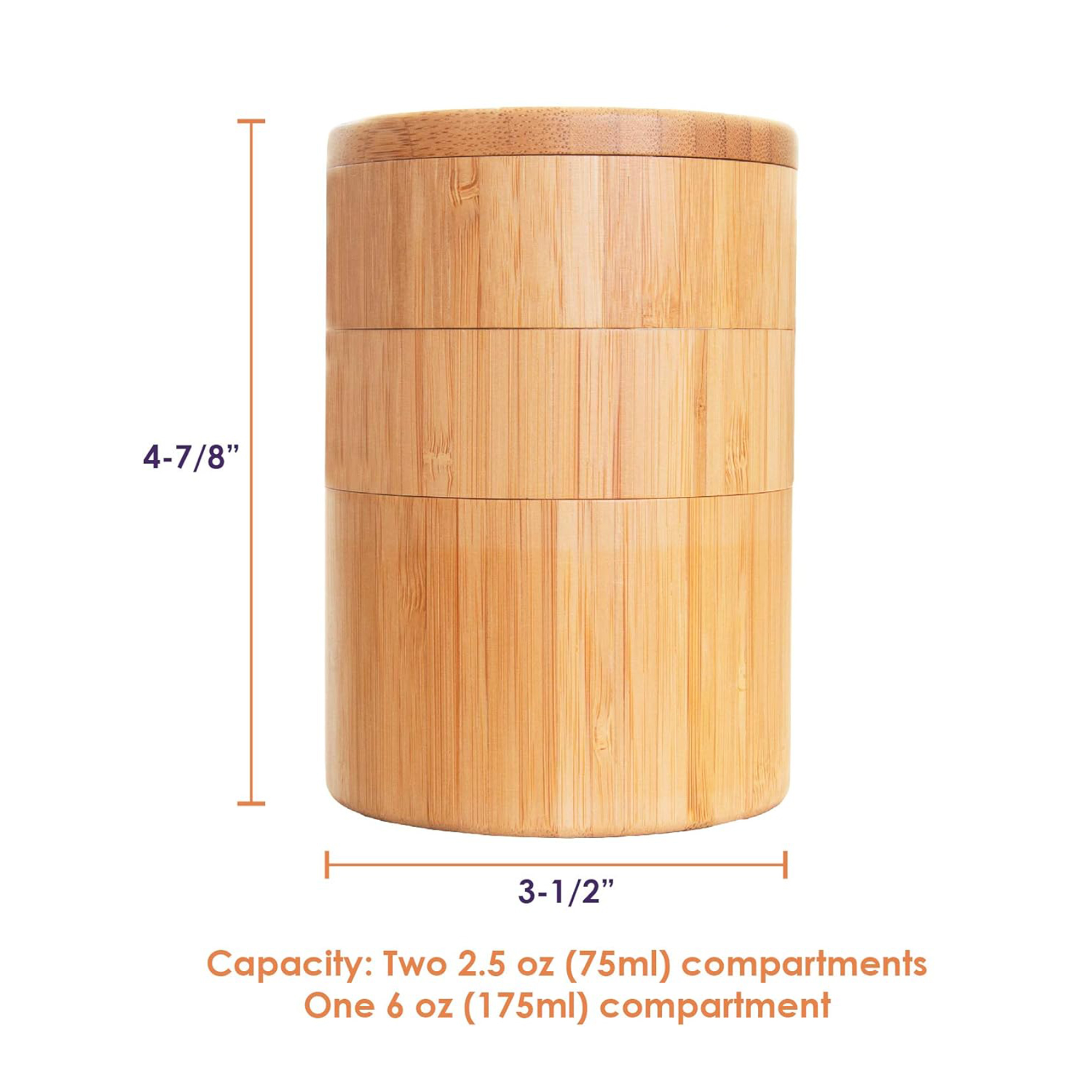 Swivel Magnetic Lid 3 Compartments Eco-Friendly Bamboo Spice Jars Salt Cellar Spice Box Sealed Storage with Spoon
