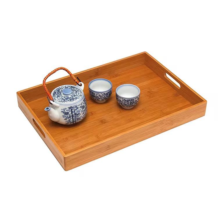Hot-Selling Japanese-Style Eco-Friendly Bamboo Restaurant Breakfast Fruit Bowl and Cutlery Tray
