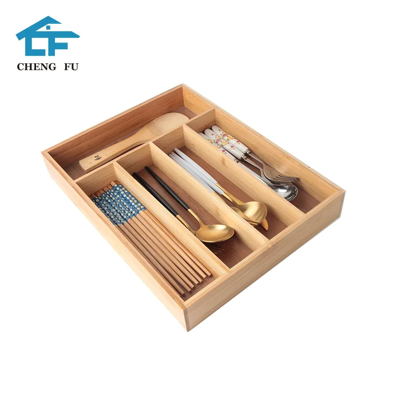 Manufacturer Wood Kitchen Utensils Drawer Organizer Bamboo Cutlery Tray
