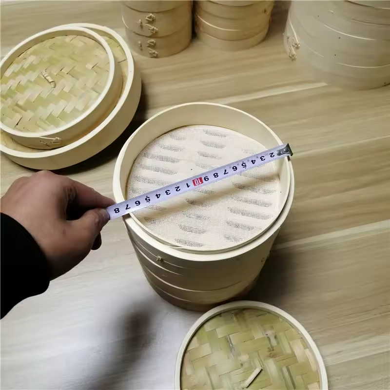 Bambus Eco-Friendly Chinese Bamboo Cooking Steamer with Pot Cover 2 Layers 1L Capacity for Household &amp; Restaurant Use