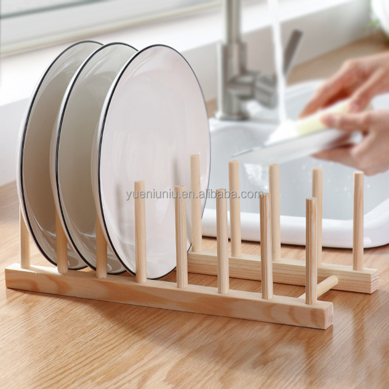 Multi Practical Wooden Record Holder Organizer Rack Bamboo Dish Drainer Drying Rack for Kitchen