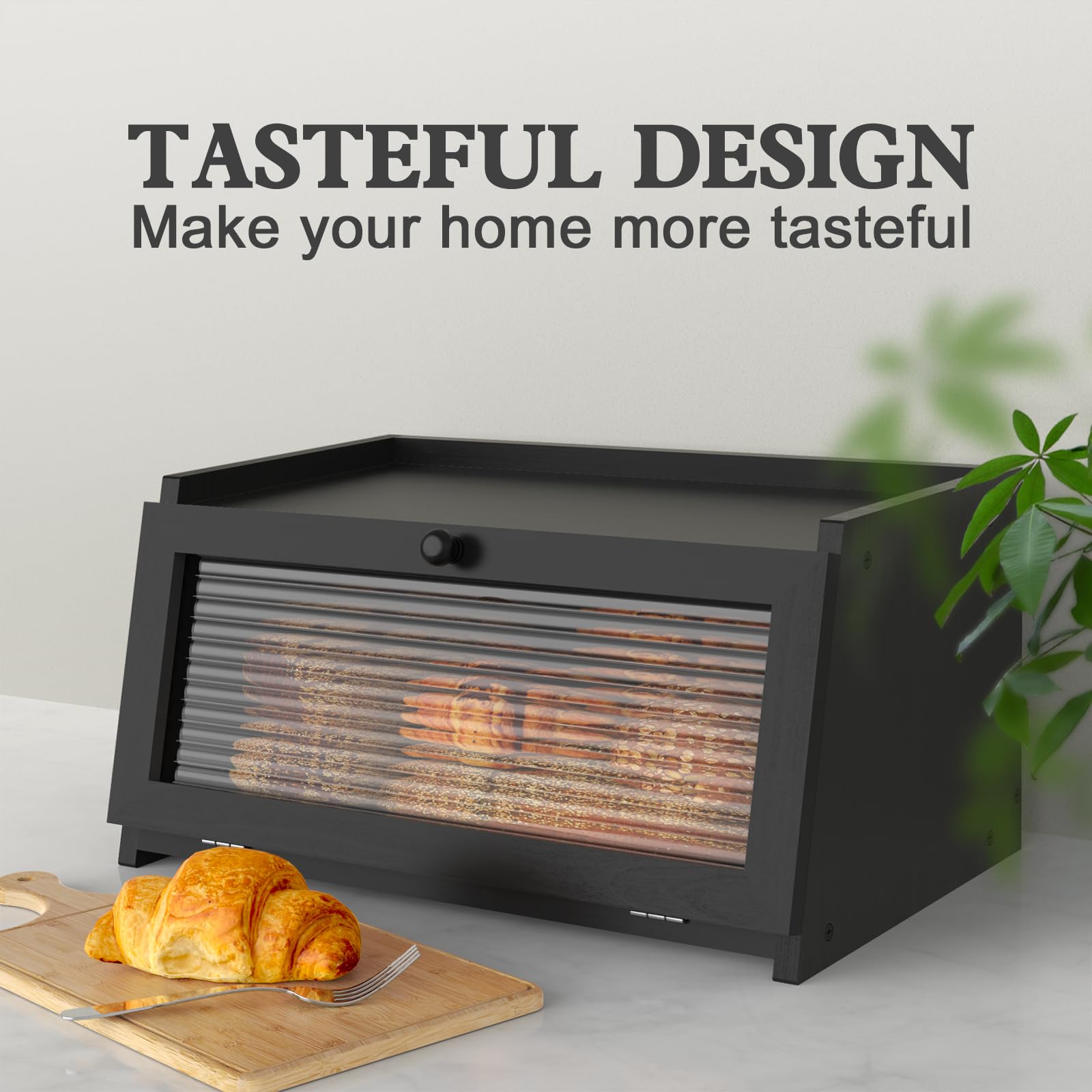 Custom Kitchen Accessories Bamboo Corner Bread Box with Magnetic Lid Large Capacity Modern Design for Food Storage &amp; Bakery Use