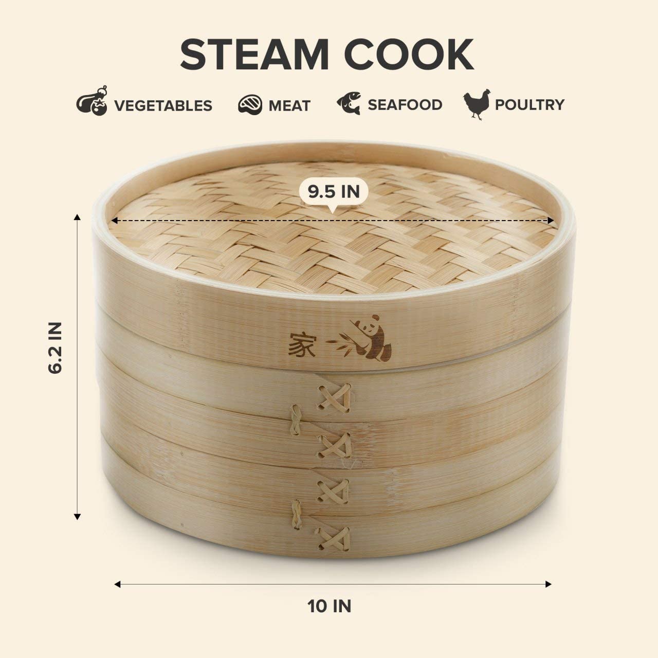 Heightened Steam Cook Basket Bulk Available Factory Supplier Pure Wooden Wood Bamboo Steamer