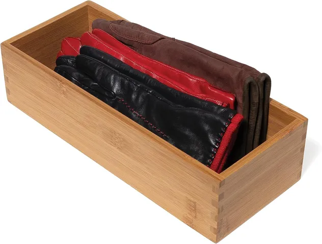 Bamboo and Wood Cutlery Tray Rack Storage Box