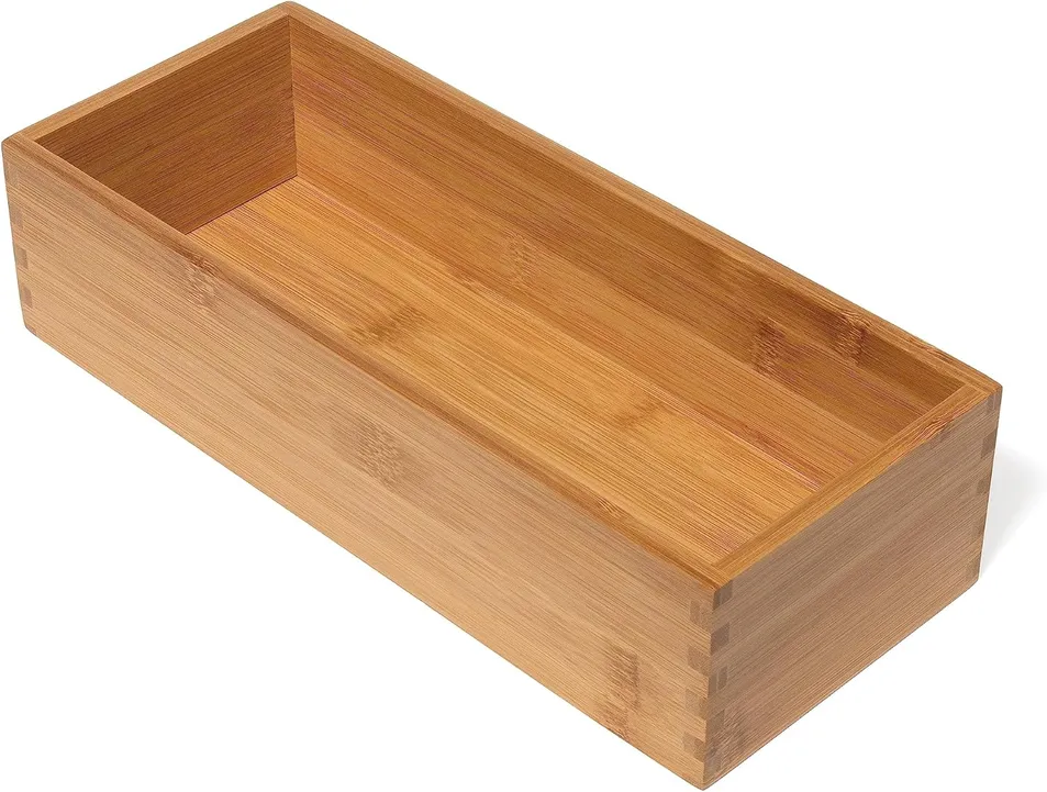 Bamboo and Wood Cutlery Tray Rack Storage Box