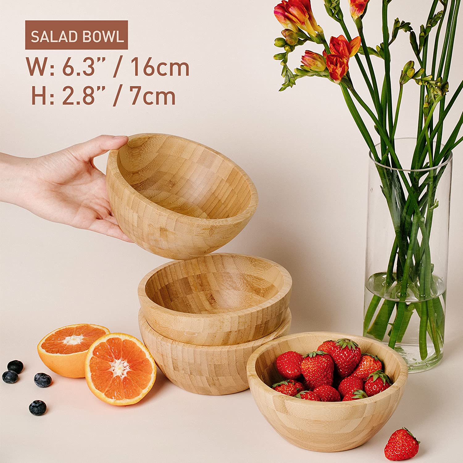 Wholesale Eco-Friendly Disposable Bamboo &amp; Wood Salad Bowls Customizable Logo Design Custom Size Stocked Party Use Carton Packed