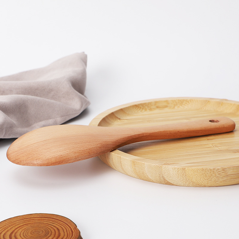 Customized Classic Bamboo Wooden Eco-Friendly Kitchen Utensil-Salad Mixing Soup Scoop Rice Paddle Serving Spoon for Home