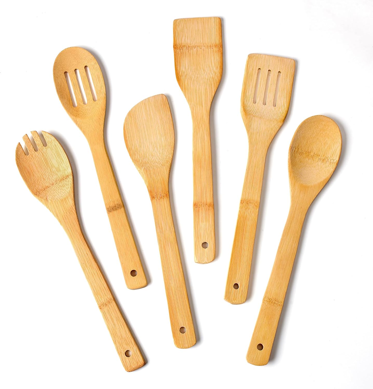 Natural Healthy Organic Bamboo Cooking Sets Bamboo Utensils No Plastic No Petrochemicals No Varnishes