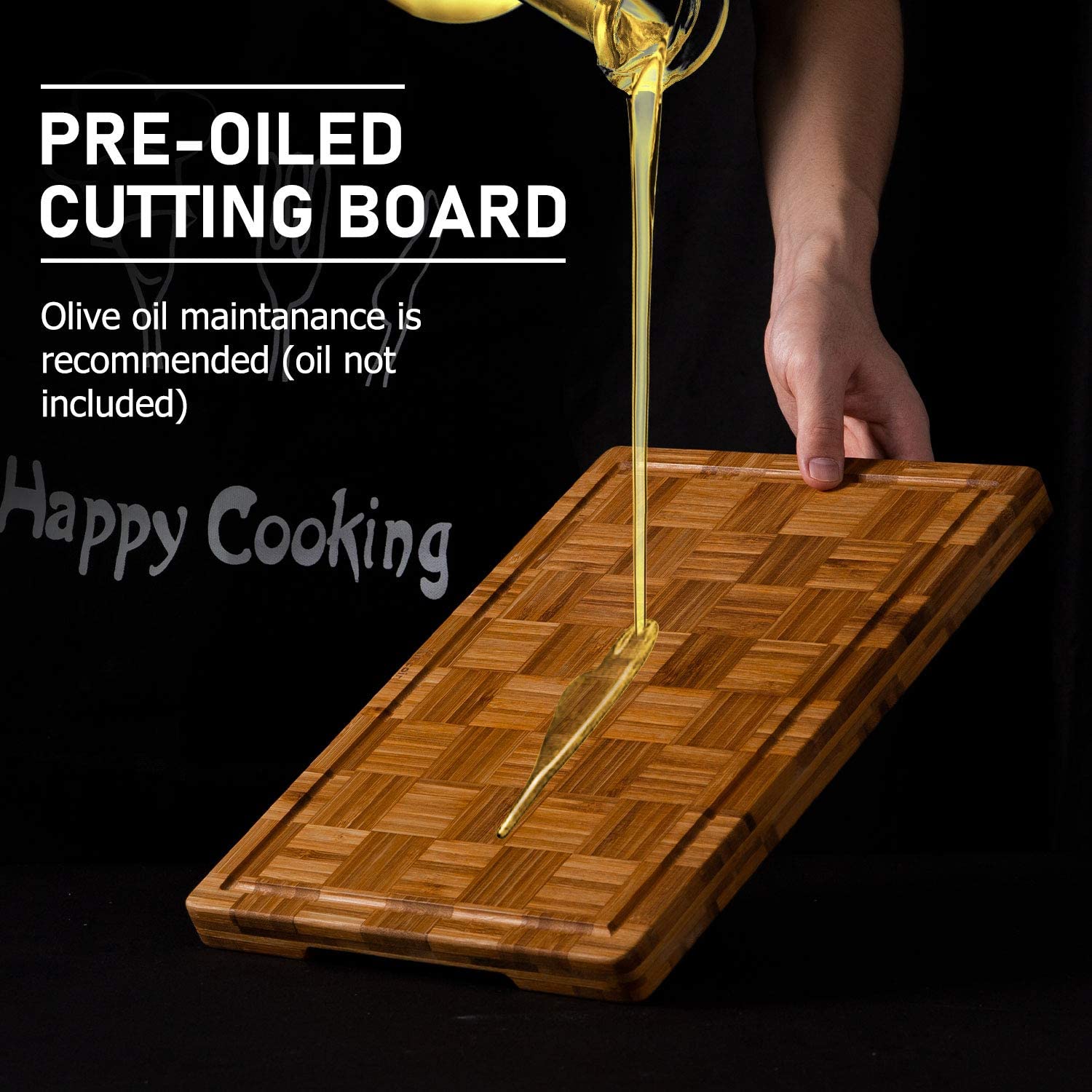 Extra Large Bamboo Cutting Board (Set of 3) Cutting Board With Juice Slot Bamboo Wood Cutting Board Set End Grain Tray