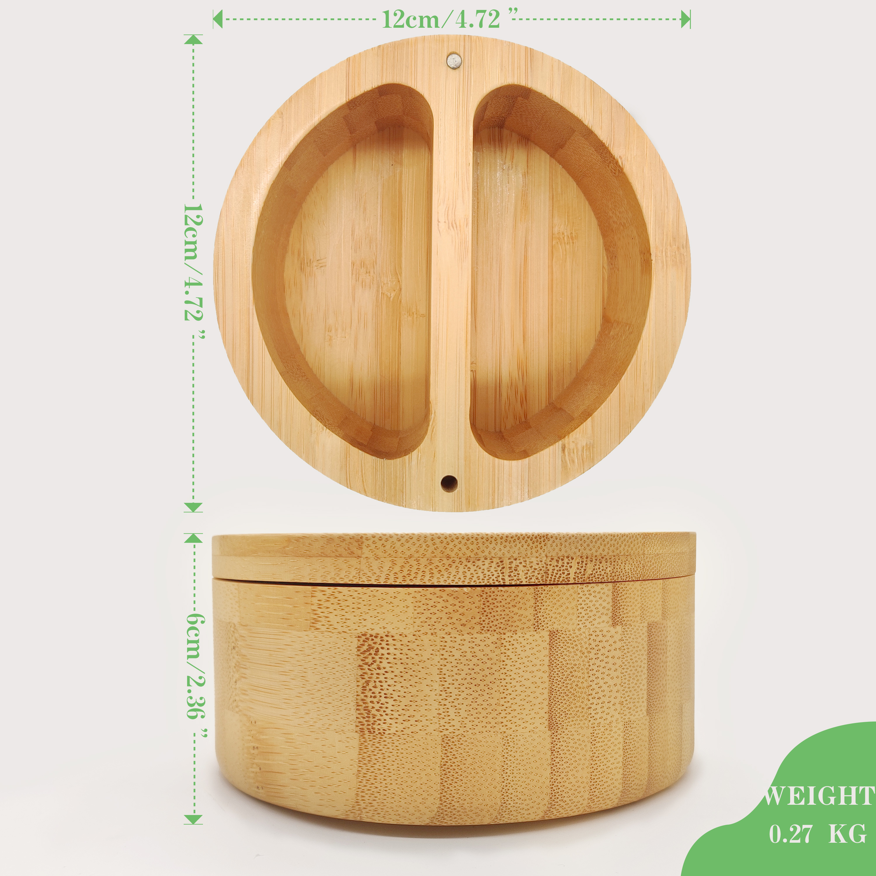 Kitchen Salt Pepper Spice Cellars Storage Container with Swivel Magnetic Lid Bamboo Seasonings Box