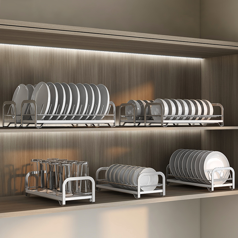 Stainless Steel Eco-Friendly Dish Drying Rack Kitchen Cabinets Storage Organizer Spice Rack Holder Cup Chopsticks Spoon Fork