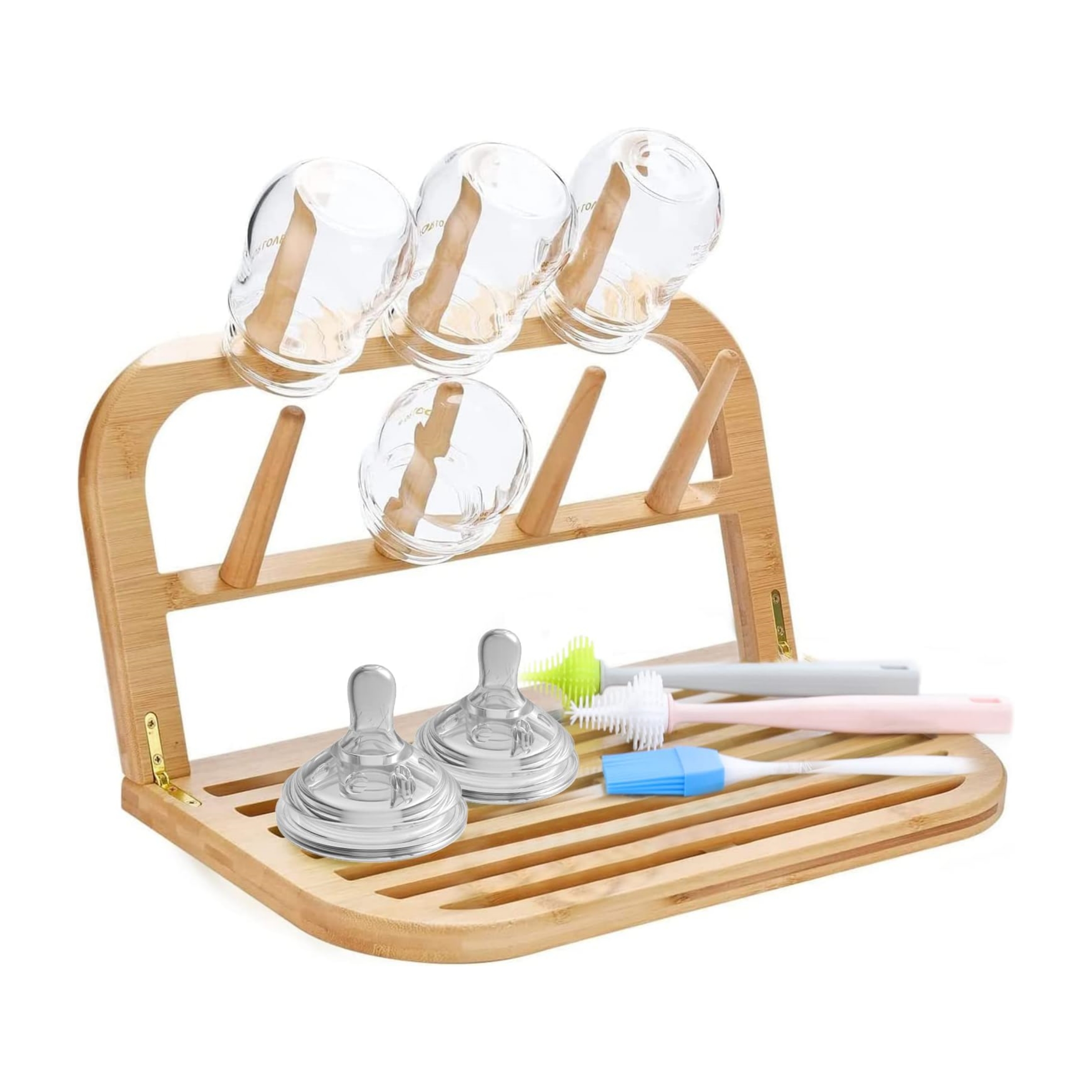 Modern Bamboo Dish Cup Drying Rack Storage Holder Home Kitchen Bowl Drain Rack Cup Plate Organizer
