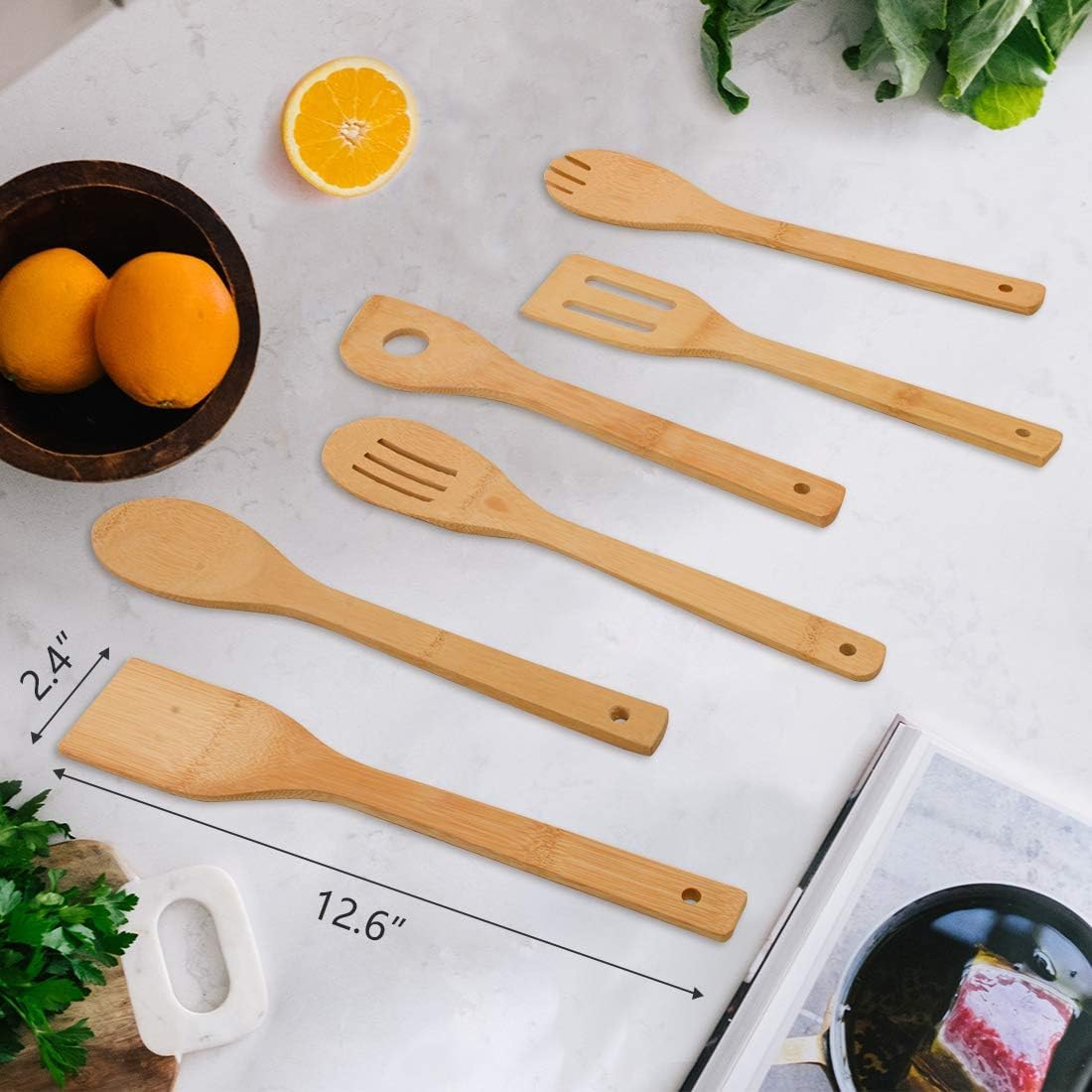 Kitchen Nonstick Spatula Tools 6-Piece Sustainable Eco-Friendly Natural Bamboo Heat-Resistant Cooking Utensil Set Ruichang