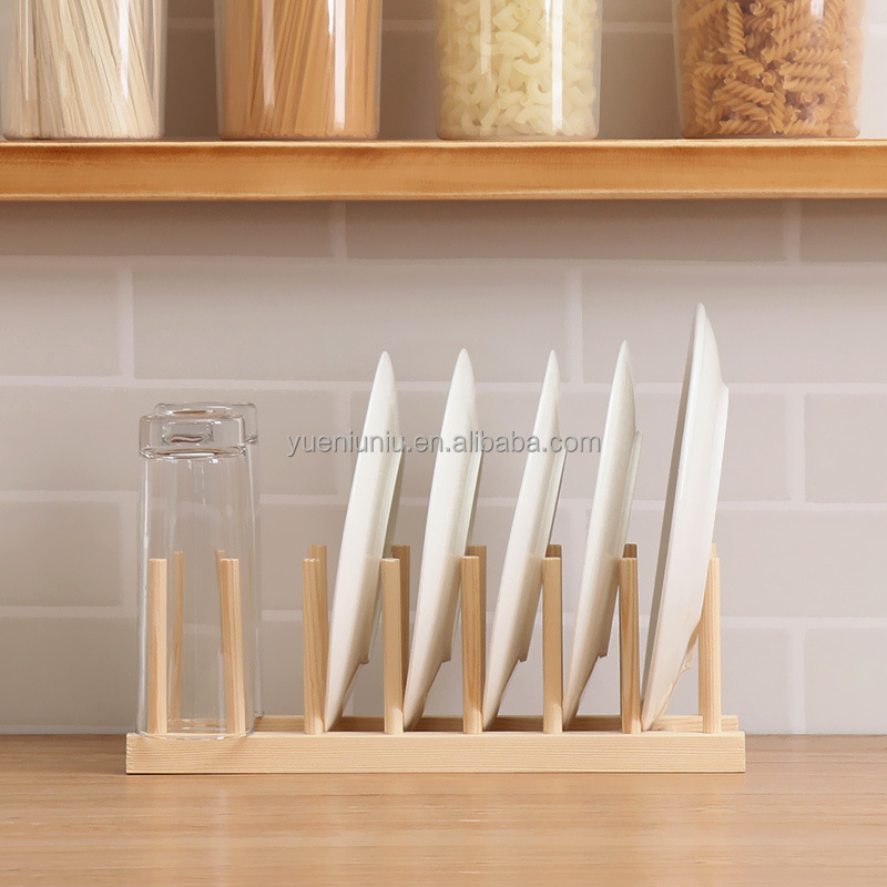 Multi Practical Wooden Record Holder Organizer Rack Bamboo Dish Drainer Drying Rack for Kitchen