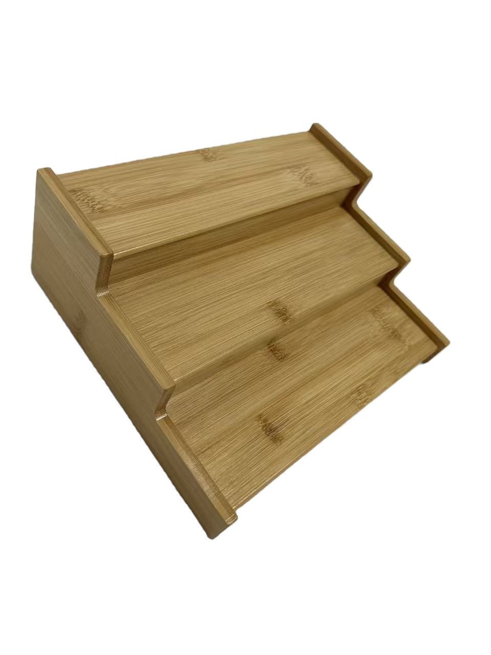 Three-Layer Bamboo Spice Rack Organizer Seasoning Storage Rack with Printed Logo for Kitchen Cabinets and Desktops