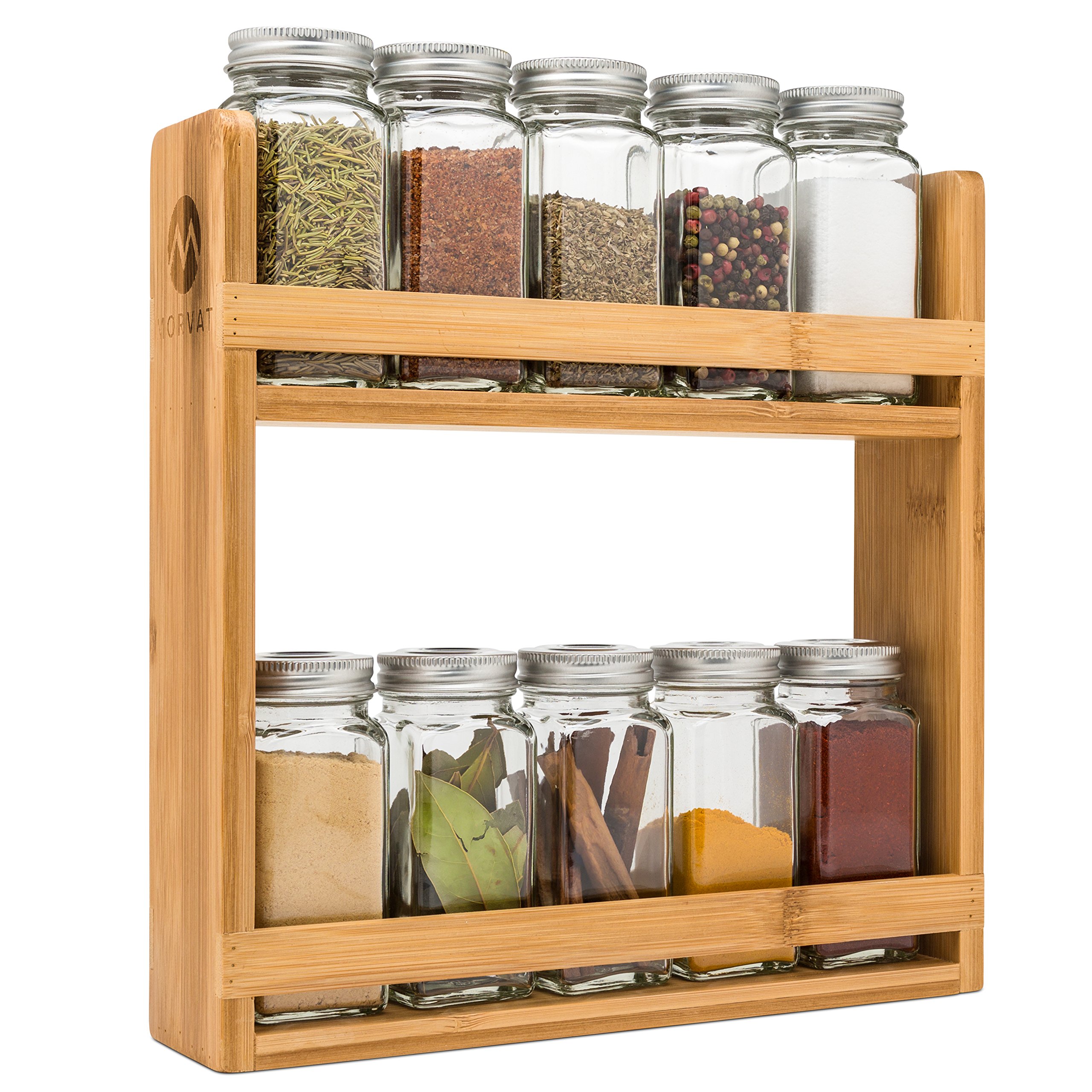 Bamboo Wood Three-Layer Foldable Standing Type Spice Rack for Kitchen