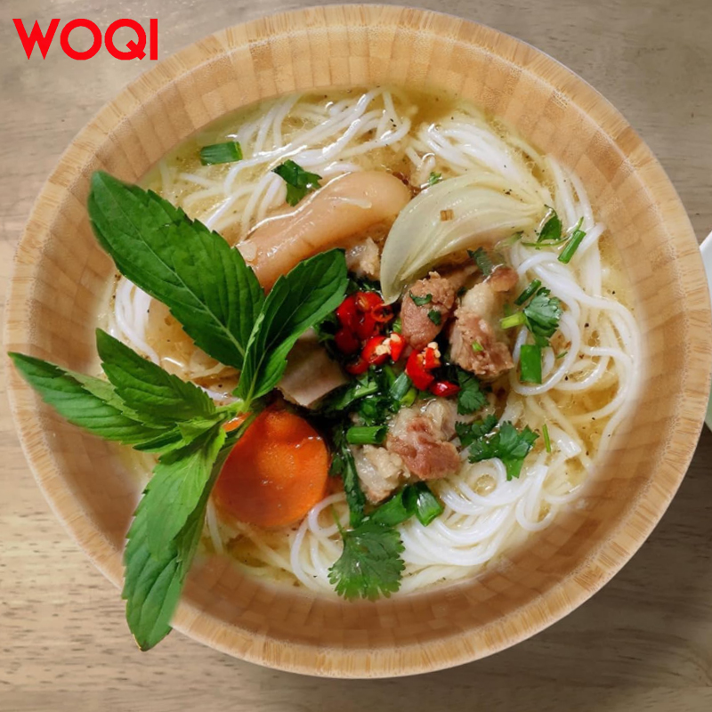 WOQI Custom Catering Equipment Health and Natural Customize Round Bamboo Furit and Salad Bowl