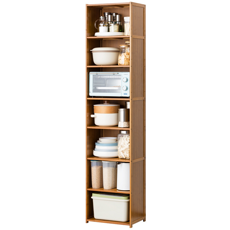 Kitchen Gap Bamboo Storage Rack Multi-Layer Non-Folding Floor Standing Modern Sustainable Rack for Home Spice Storage