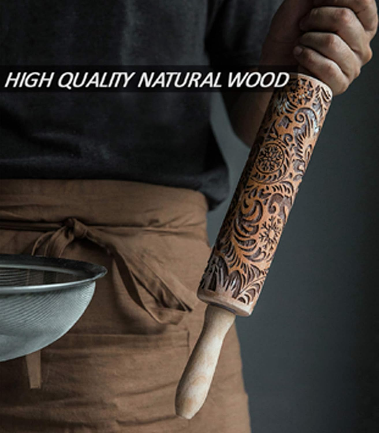 Rolling pin made from natural, eco-friendly material crafted from wooden bamboo rattan, and other durable exquisite material
