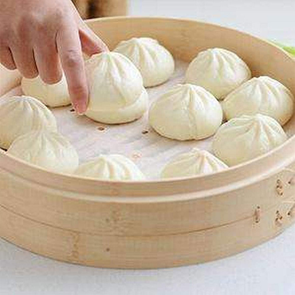 10 Inch Two Cages Natural Bamboo Steamer with Rectangular Design Eco-Friendly Food Grade Customizable Sizes No Pot Cover