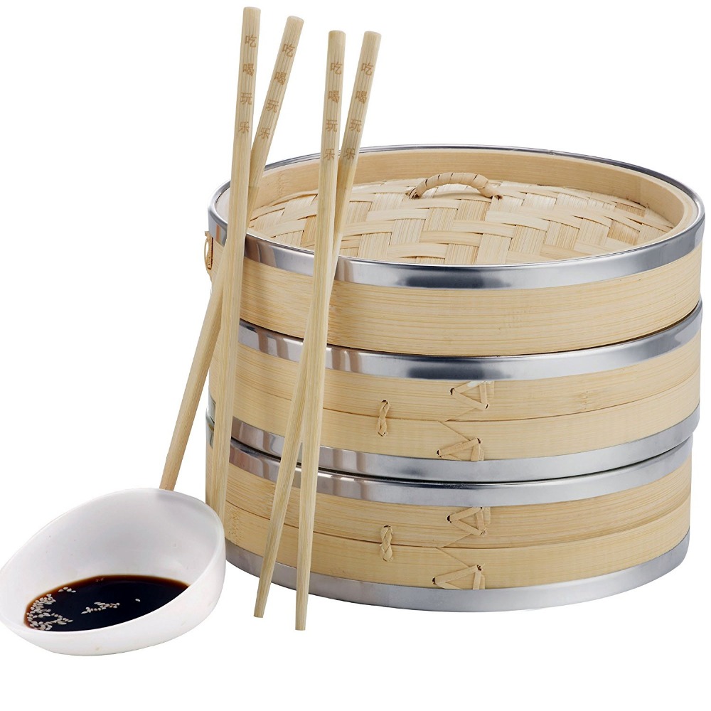 Kitchen Food Cookware Bamboo Steamers Cooking Dim Bun Momo Baozi Dumplings Bamboo Steamers