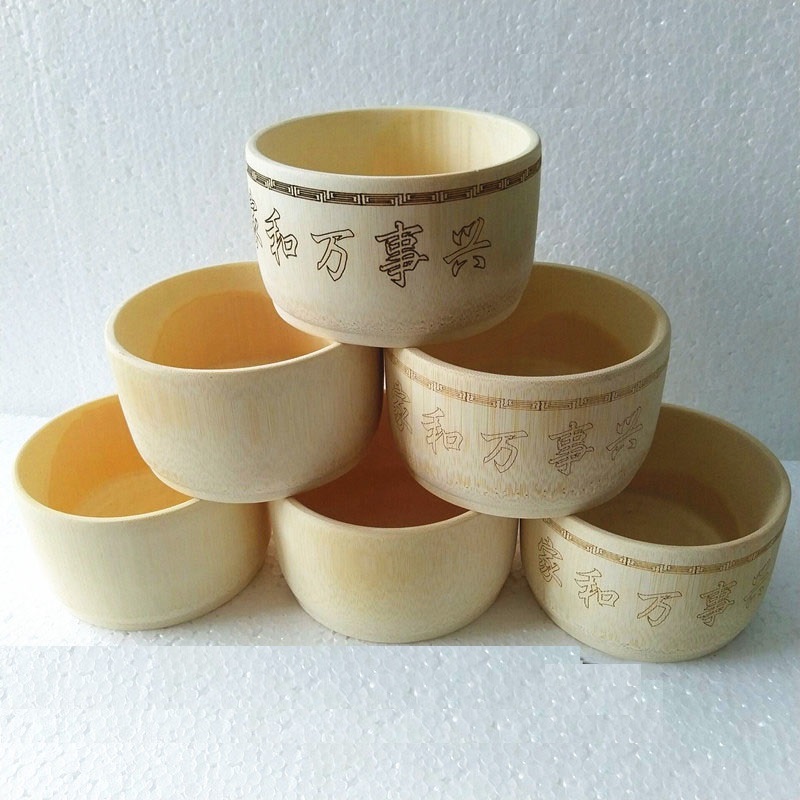Natural Bamboo Bowl Salad &amp; Fruit Bowl Eco-Friendly Handmade Tableware Non-Toxic &amp; Lacquer-Free, OEM/ODM Wholesale