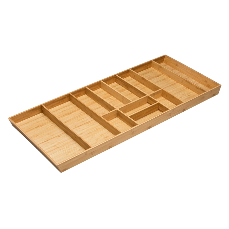 Bamboo Cutlery Tray Organizer with 8 Compartments Divider Cutlery Drawer Wooden Drawers for Kitchen