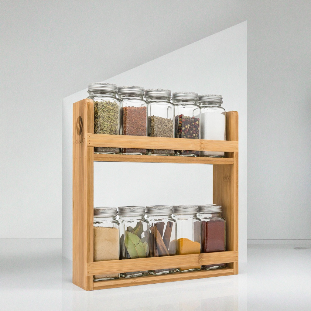 2026 Hot Sale Durable Bamboo Modern Three-Layer Foldable Kitchen Standing Type Spice Racks Holder