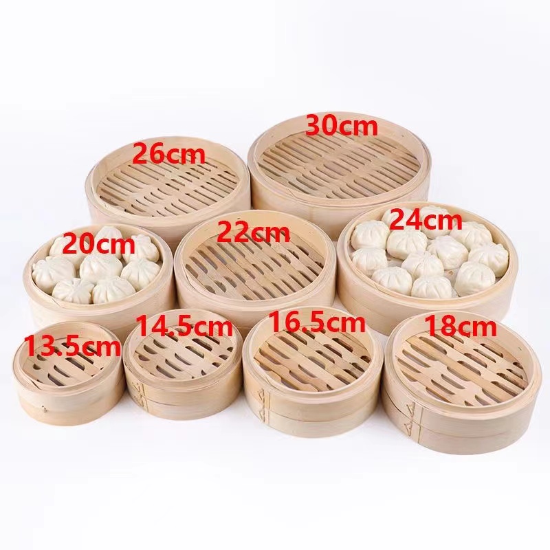 High Quality Chinese Bamboo Steamer Set Small Stainless Steel Bamboo Basket for Gas Customizable for Food Steaming Dim Sum