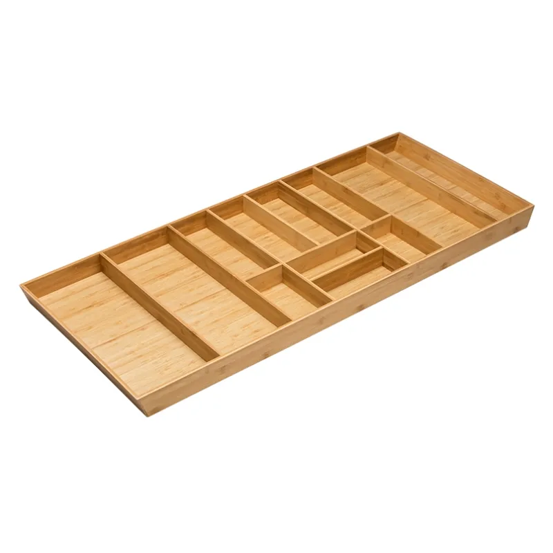 Bamboo Cutlery Tray Organizer Compartments Divider Cutlery Drawer Wooden Drawers for Kitchen